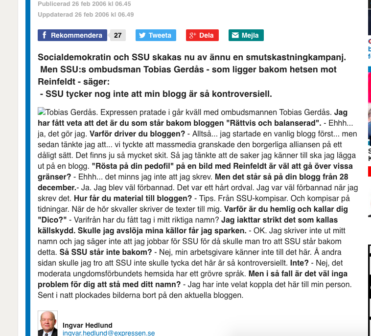 Expressens artikel om Tobias Gerdås. Finns här!