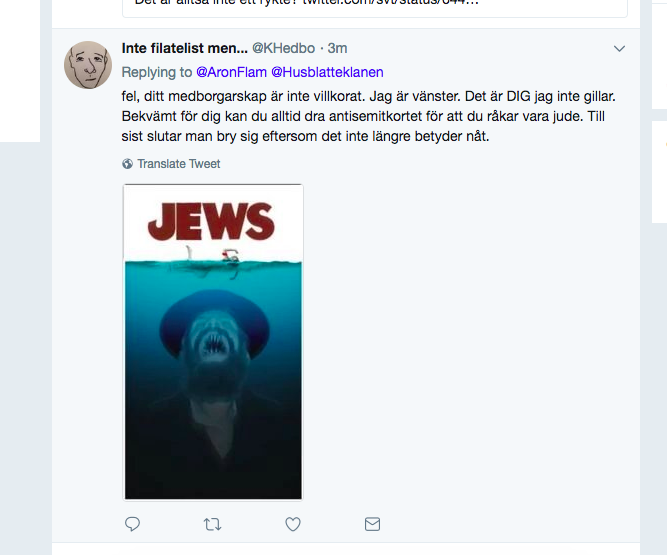KHedbo vänster antisemit as fuck tweeten raderad.png