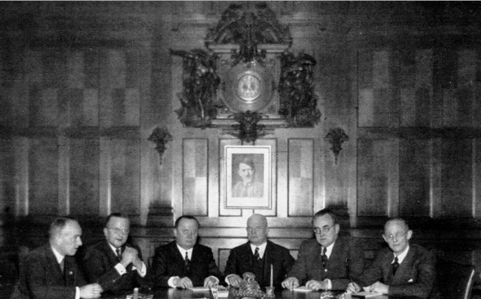 Bild på styrelsen i Dresdner Bank från “den gamla onda tiden”.