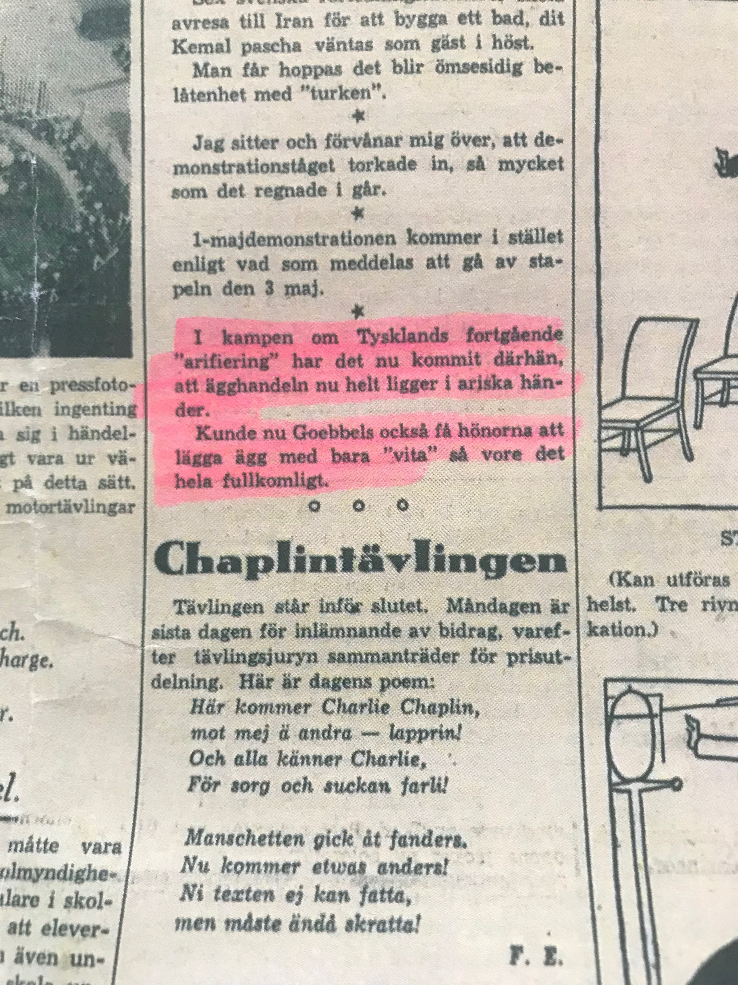 Aftonbladet, “I BLINKEN”, Lördagen den 2 Maj 1936
