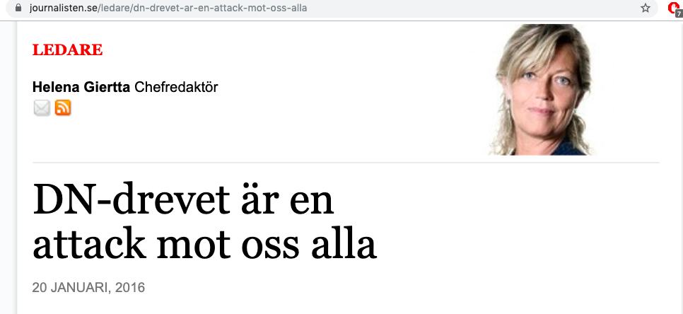 Nepotism galore i svenska branschtidningen “Journalisten”. En tidning som bevakar journalistik på samma sätt som Pravda betyder sanning.