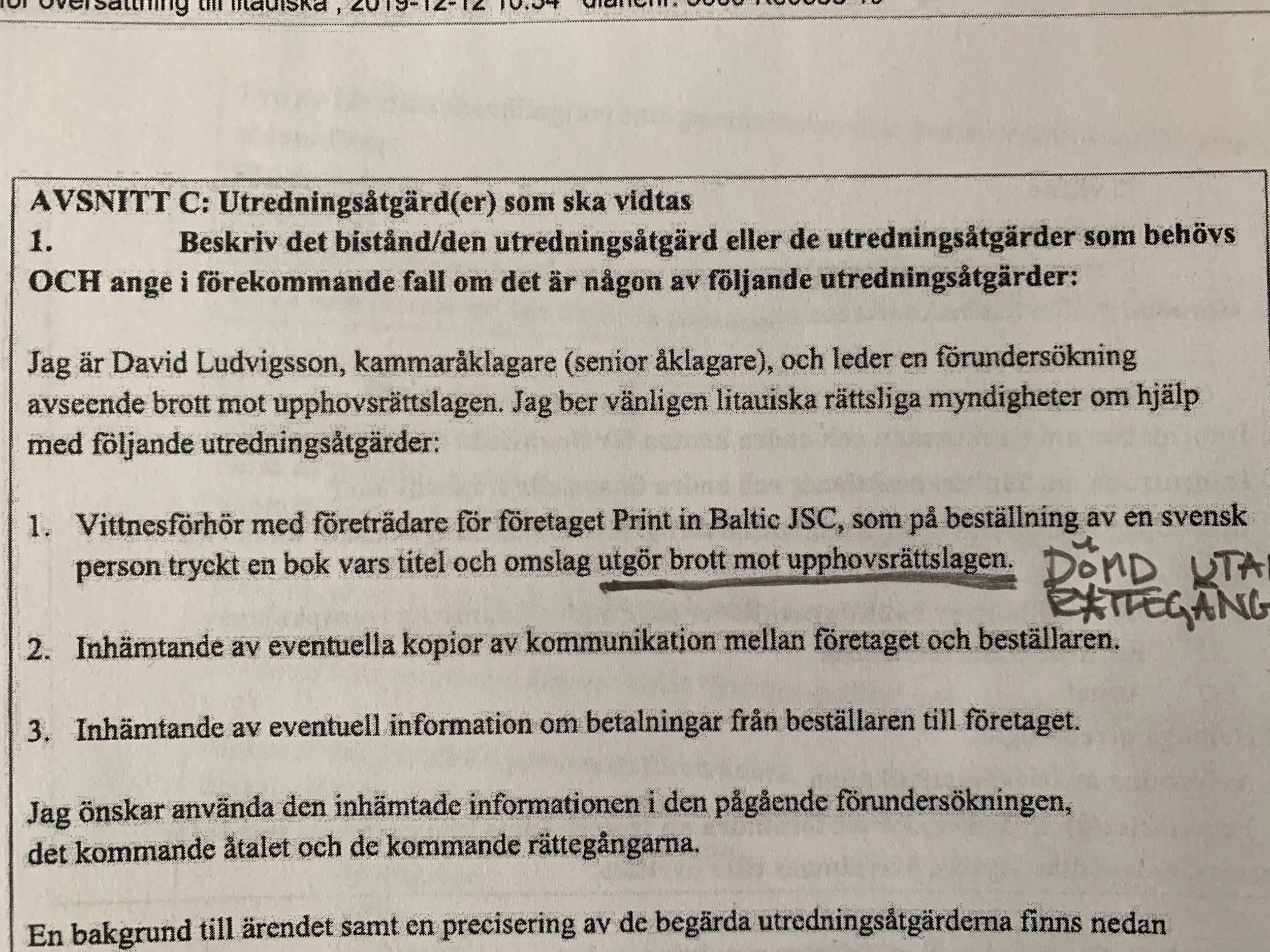 Ur den Europeiska utredningsordern