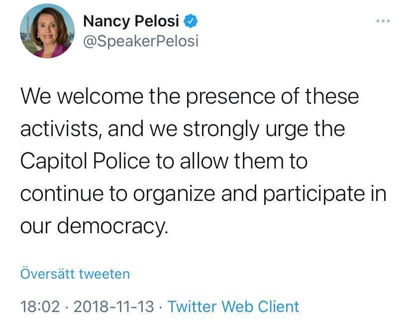 Nancy Pelosi på Twitter november 2018