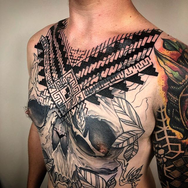 Huge Thank you and S/O to fellow artist and co worker @danmasontattoo for letting me do this to him. 10 hours no complaining, no moving, no bitch shit take a look at a real mans chest here! #johnnykelly #omkaratattoo #blackwork #tribal #sacredgeometry #philadelphia