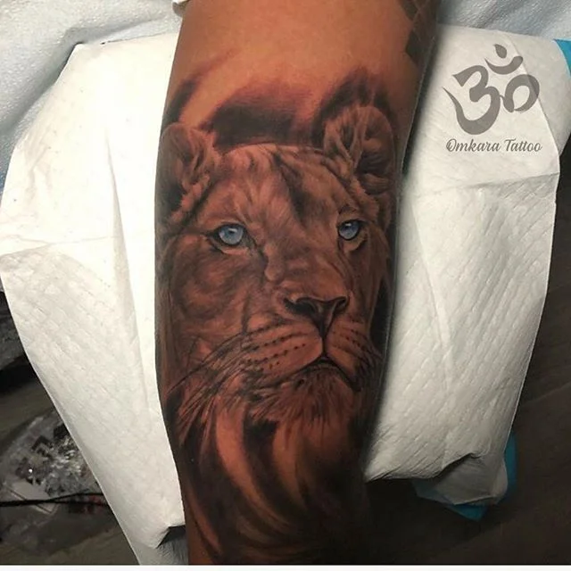 Lioness by @john_kellytattoo | for bookings email johnkellytattoo@gmail.com