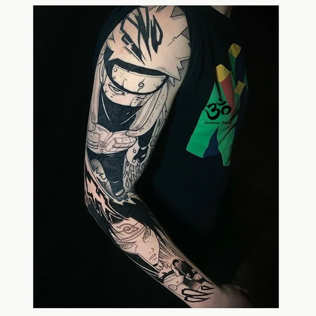 Kakashi vs Itachi sleeve progress by @danmasontattoo | for bookings email danmasontattoo@gmail.com