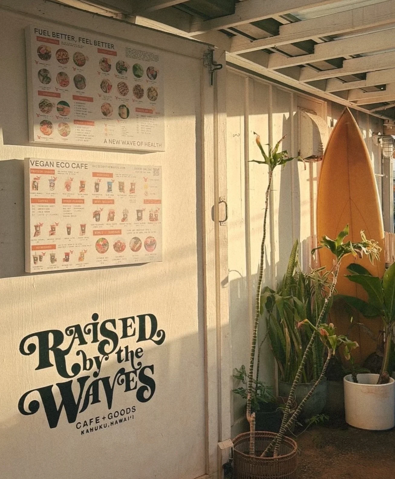 From sunrise to sunset 7:30am - 5pm serving plant based goodness 🌞💞 #raisedbythewaves #hawaii #cafe