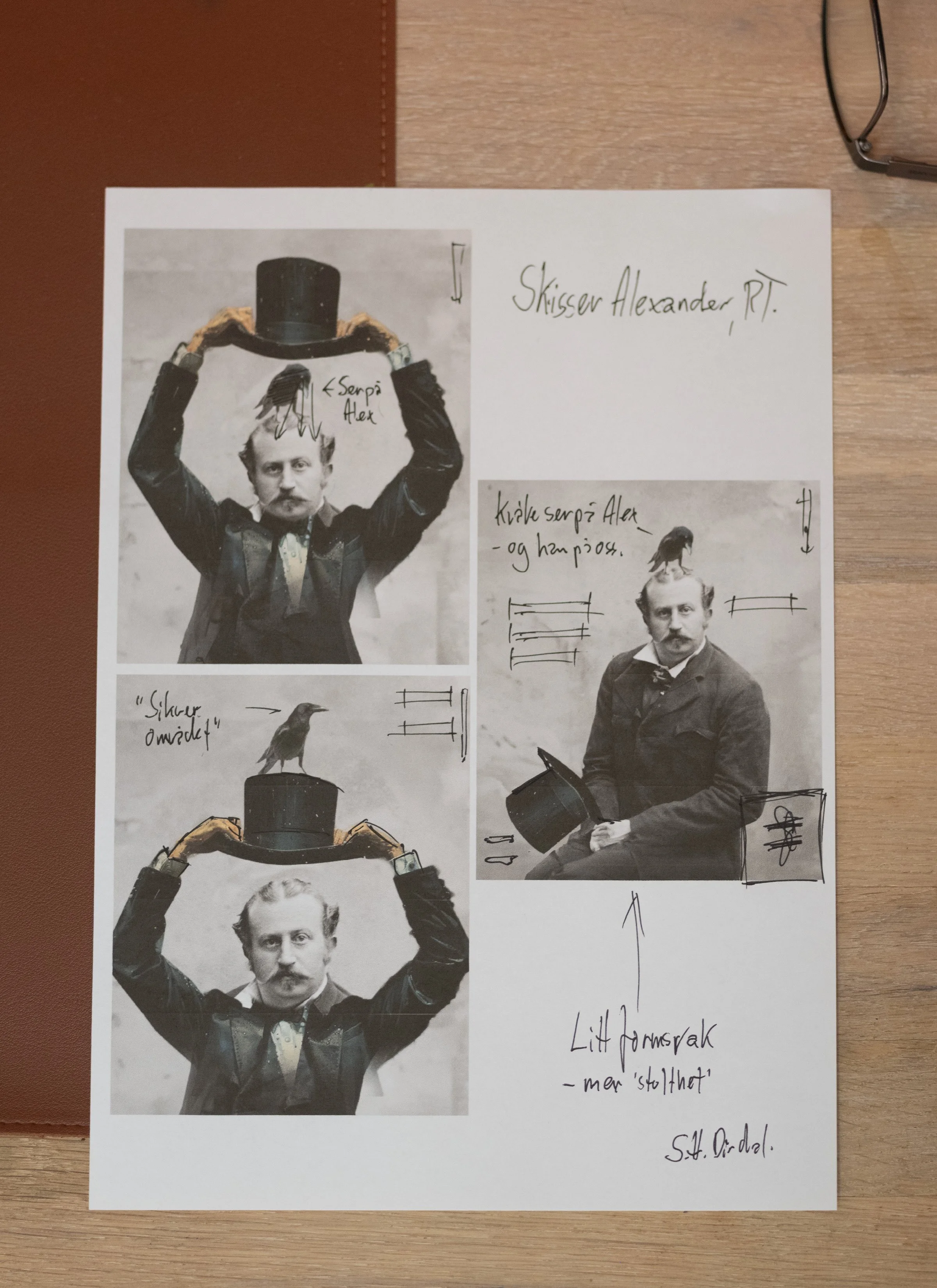 Konseptutvikling og art direction for kampanjemateriell til Alexander Kielland. Skissene viser utviklingen fra idé og visuelle referanser til ferdig kampanjefotografi og grafisk identitet. Skisser Stig Håvard Dirdal