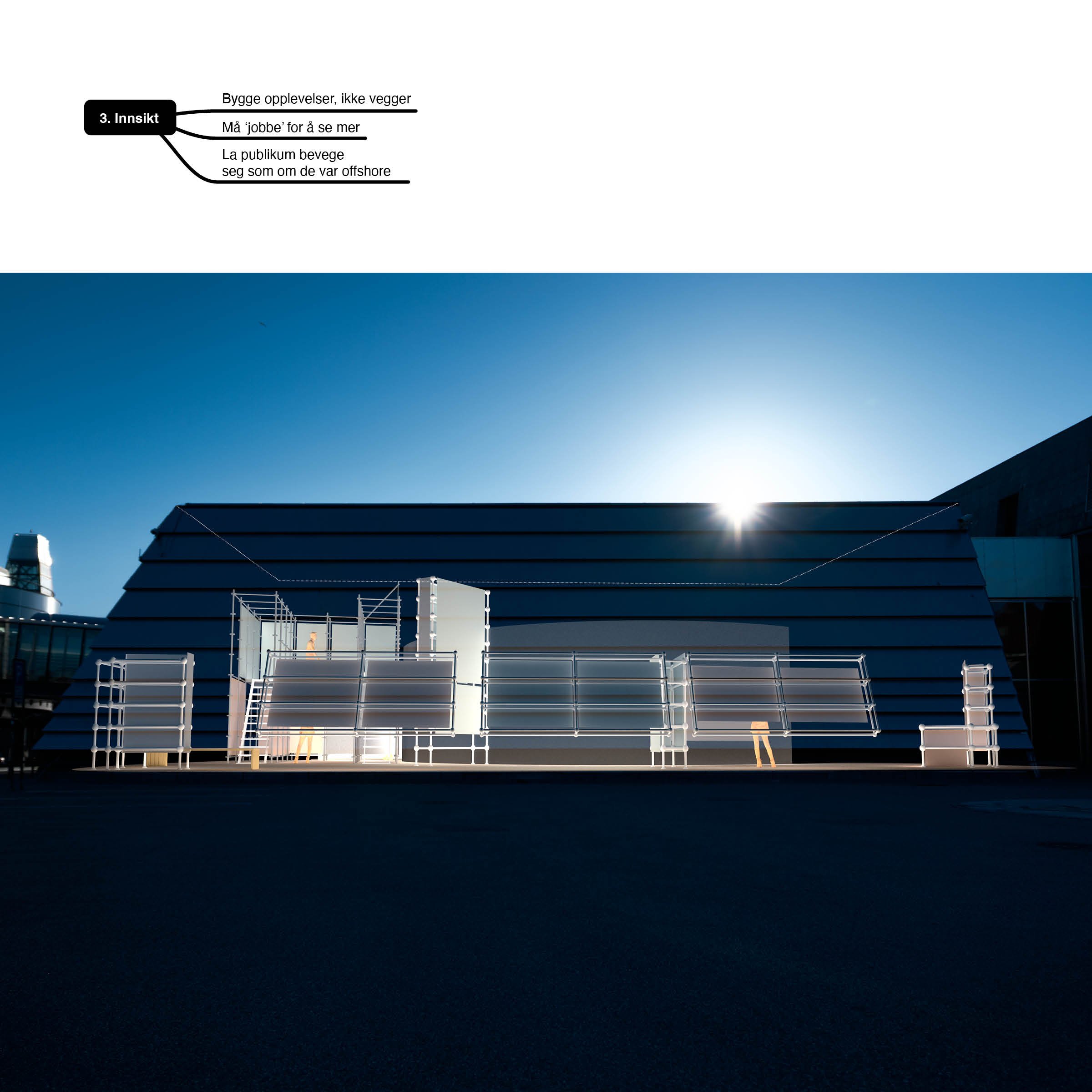 3D-visualisering av utstillingsdesign | Fotografisk hukommelse | Norsk Oljemuseum

3D-visualisering av utstillingen Fotografisk hukommelse ved Norsk Oljemuseum. Illustrasjonen viser hvordan offshore-stillas, publikumsflyt og romlige soner ble utvikle