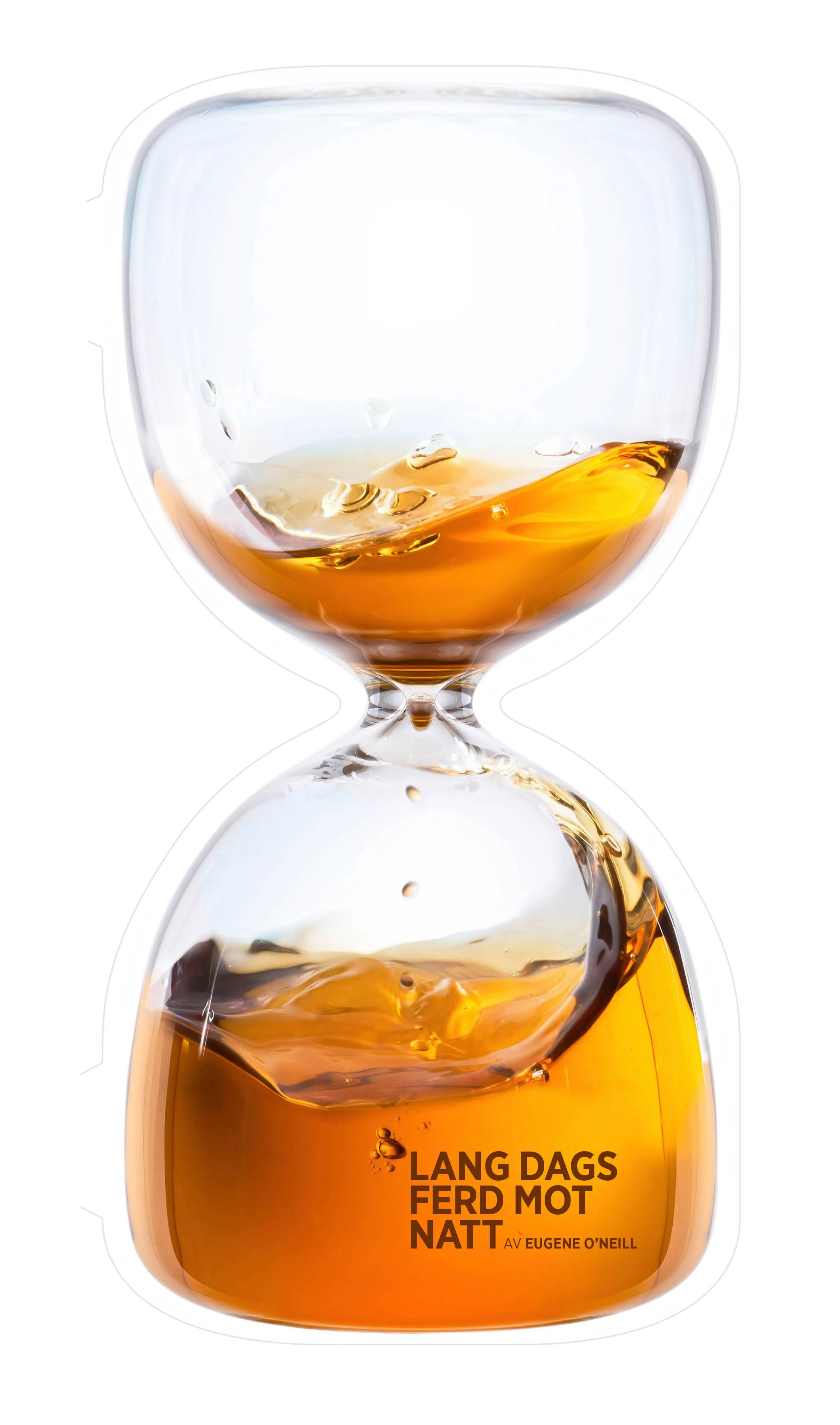Selvsagt timeglass med whisky brukt som grafisk element for temaet tid, alkohol og et liv som renner ut. Konsept av Stig Håvard Dirdal.