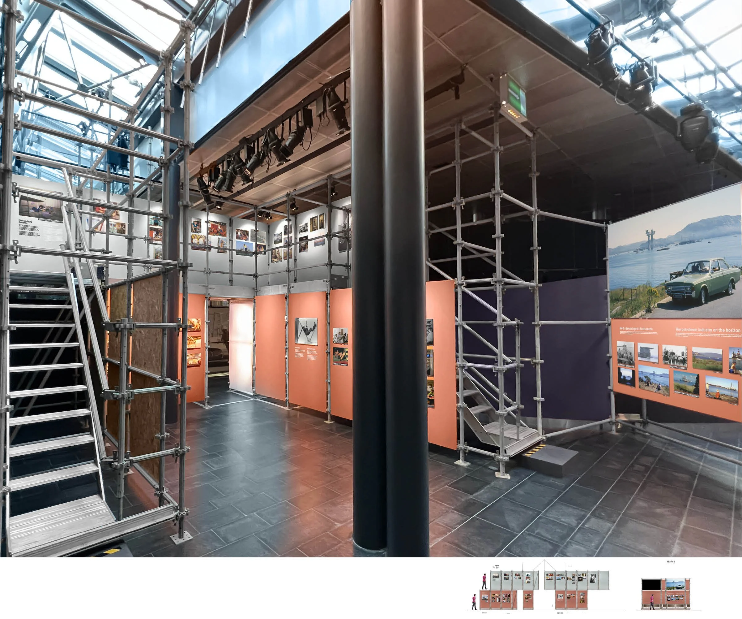 Ferdig utstillingsdesign med offshore-stillas | Fotografisk hukommelse | Norsk Oljemuseum

Interiørbilde av utstillingen Fotografisk hukommelse ved Norsk Oljemuseum. Modulbasert utstillingsdesign bygget med offshore-stillas skaper en romlig vandring 