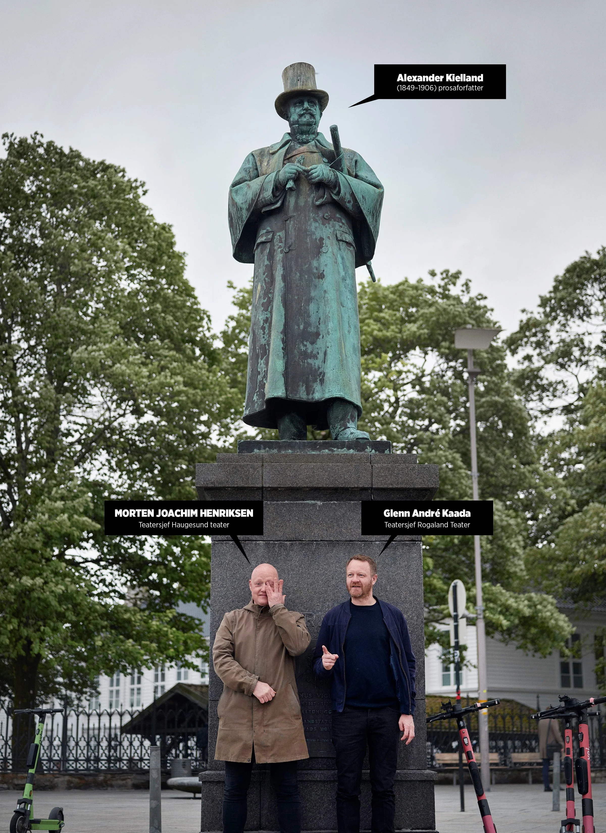 Som en del av konseptutviklingen for forestillingen om Alexander Kielland besøkte vi Kielland-statuen i Stavanger. Researchen bidro til utviklingen av den visuelle identiteten og inspirerte flere av de grafiske elementene, kampanjebildene og publikum
