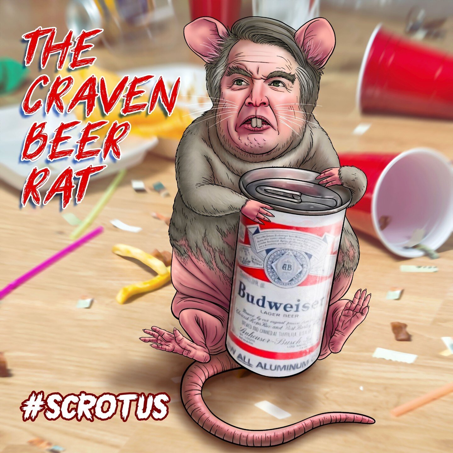 #SCROTUS Let's GOOOOOO! ⁠
For the first member of team #SCROTUS, I present to you, The Craven Beer Rat!  He likes beer, he still likes beer, he drinks beer. Okay? ⁠🍺🐀⁠
⁠
Alternate name for this pathetic creature is, of course, &quot;The Kava-Naw&qu