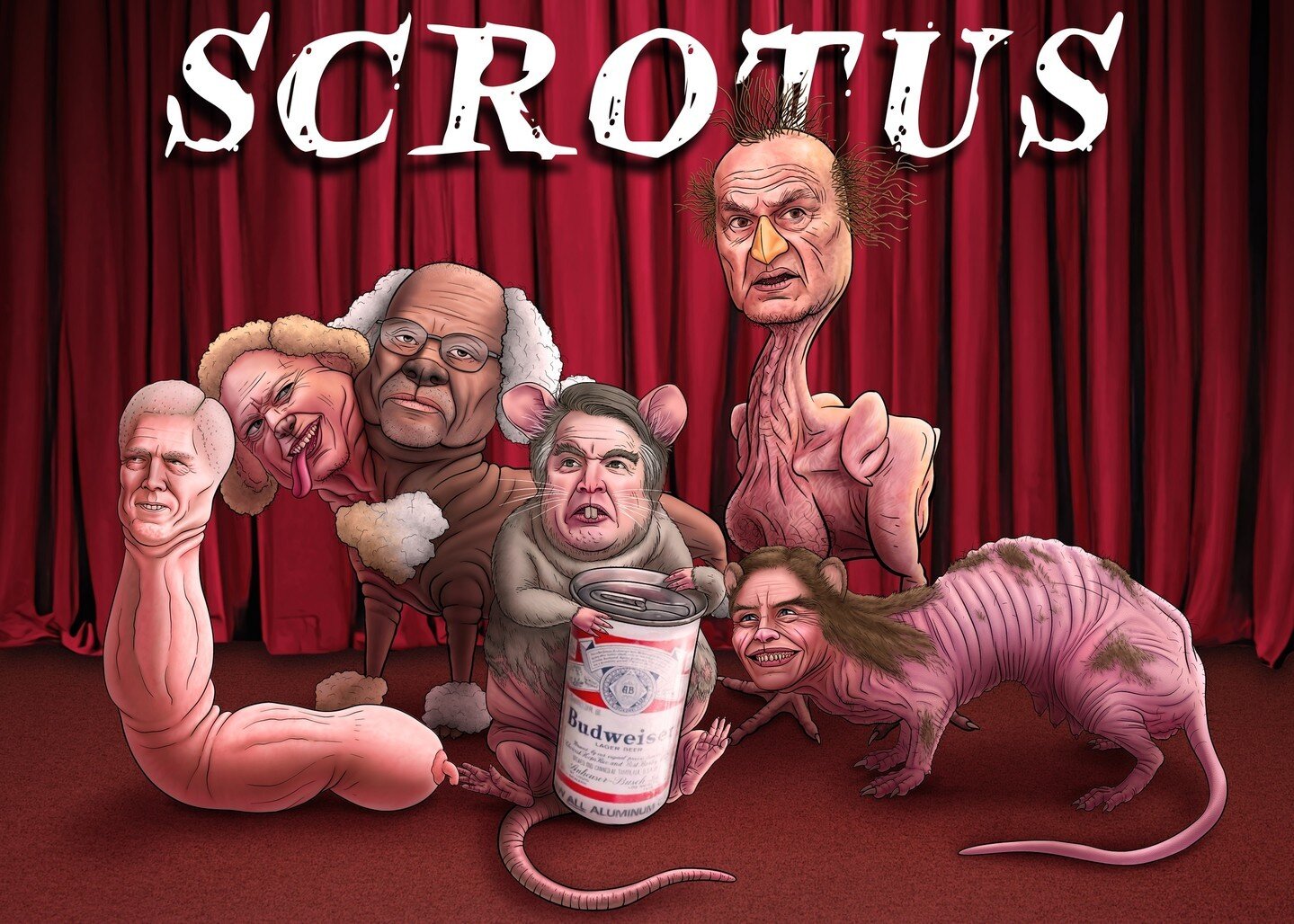 #SCROTUS Part 6: the Final Scrotalling!⁠
⁠
I'm so relieved this set of drawings is complete. While it's cathartic, it's also traumatizing to have to look so closely at photos of these assholes in order to make mean caricatures of them. 😅