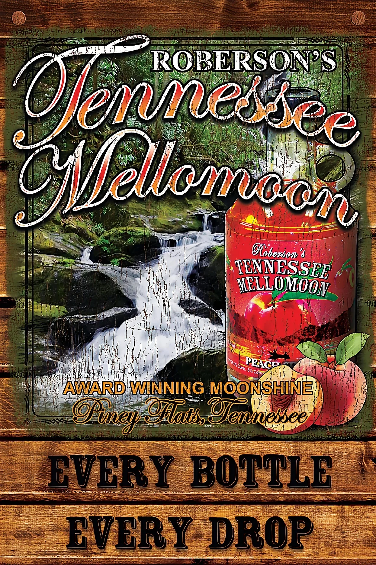 ETD Peach Moonshine on an Aluminum Sign