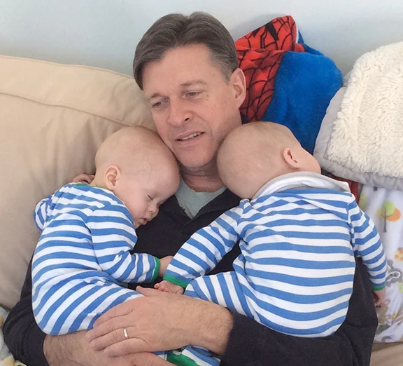 March 2017 - Chris with his boys, Charlie (l) and Nathan (r).
