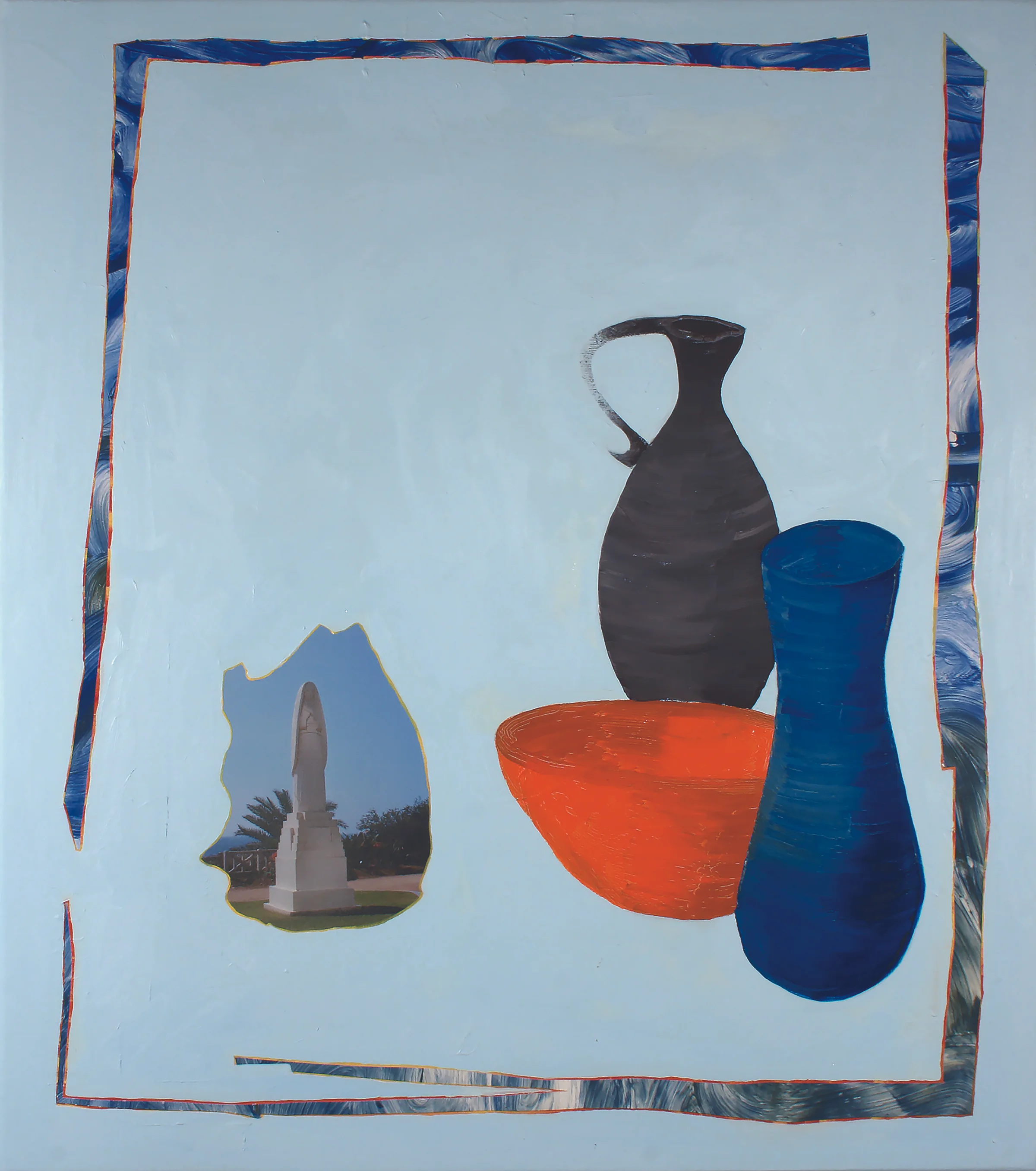 On A Bluff, A Vanishing #1 , 2015-2016, acrylic and oil and archival pigment print on canvas, 36"x 41"