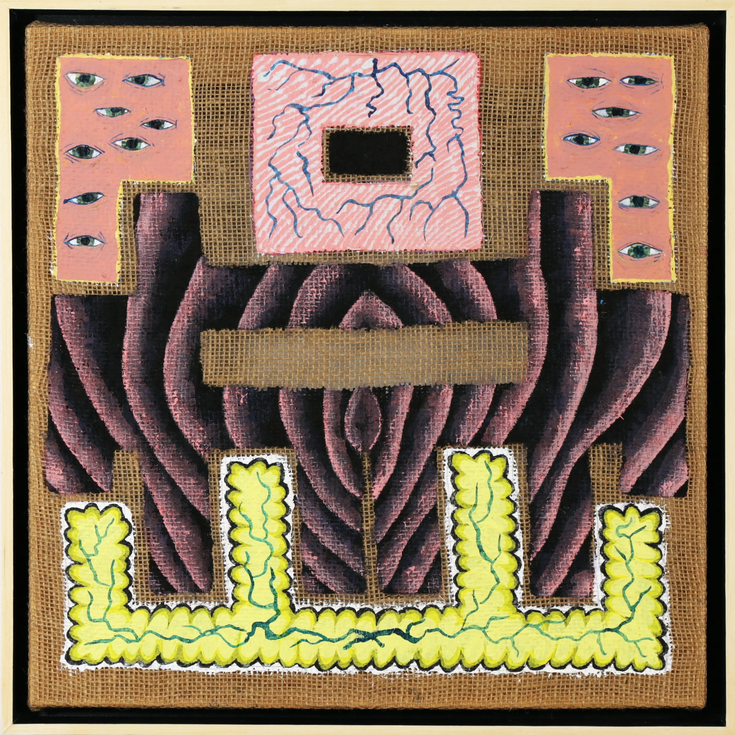   Guardians of the Flesh #1,  18" x 18", acrylic on burlap, 2025 