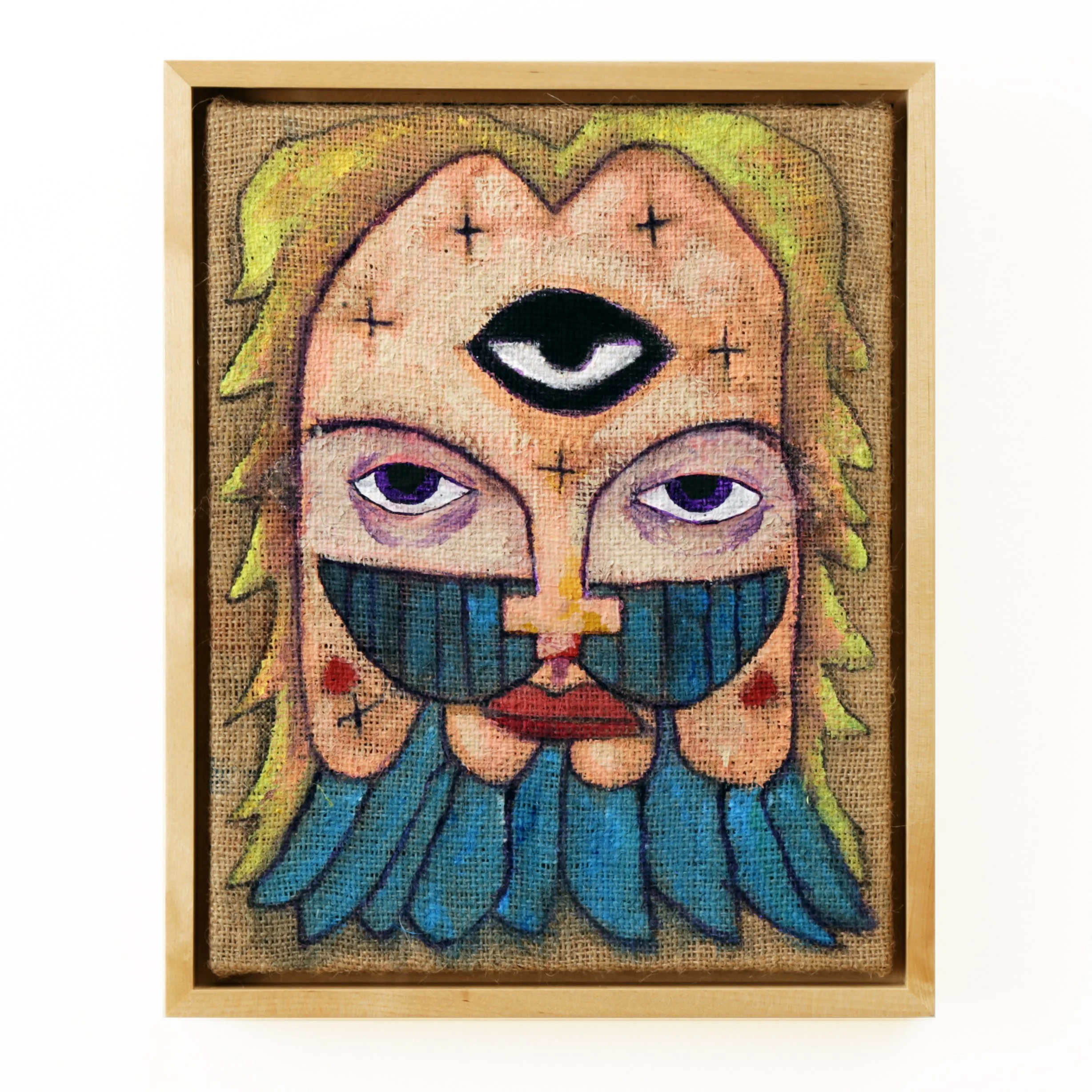   Most Psychic,  14” x 11” , acrylic on burlap, 2025 