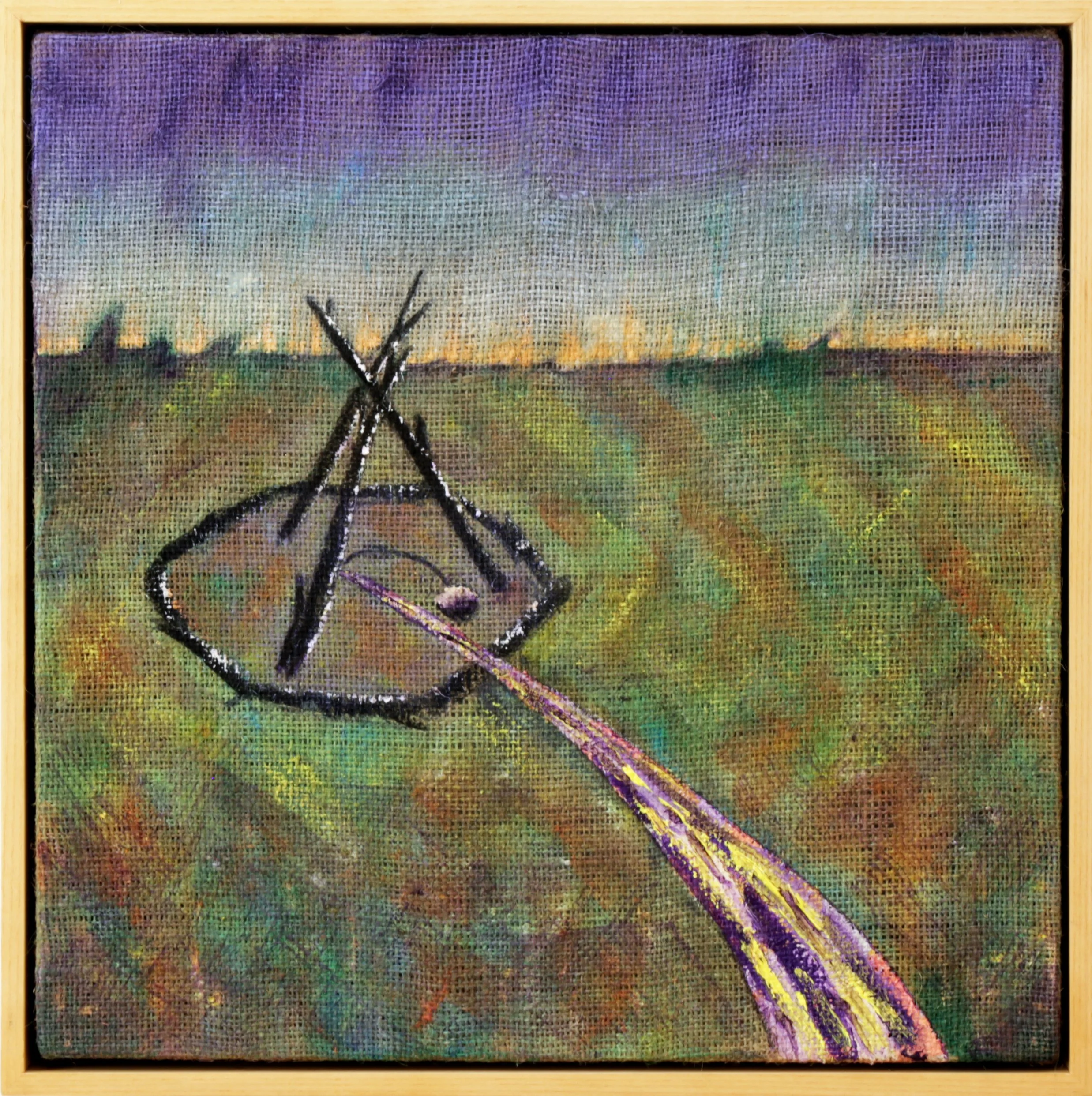   Druid Toss,  18” x 18”, acrylic on burlap, 2025 