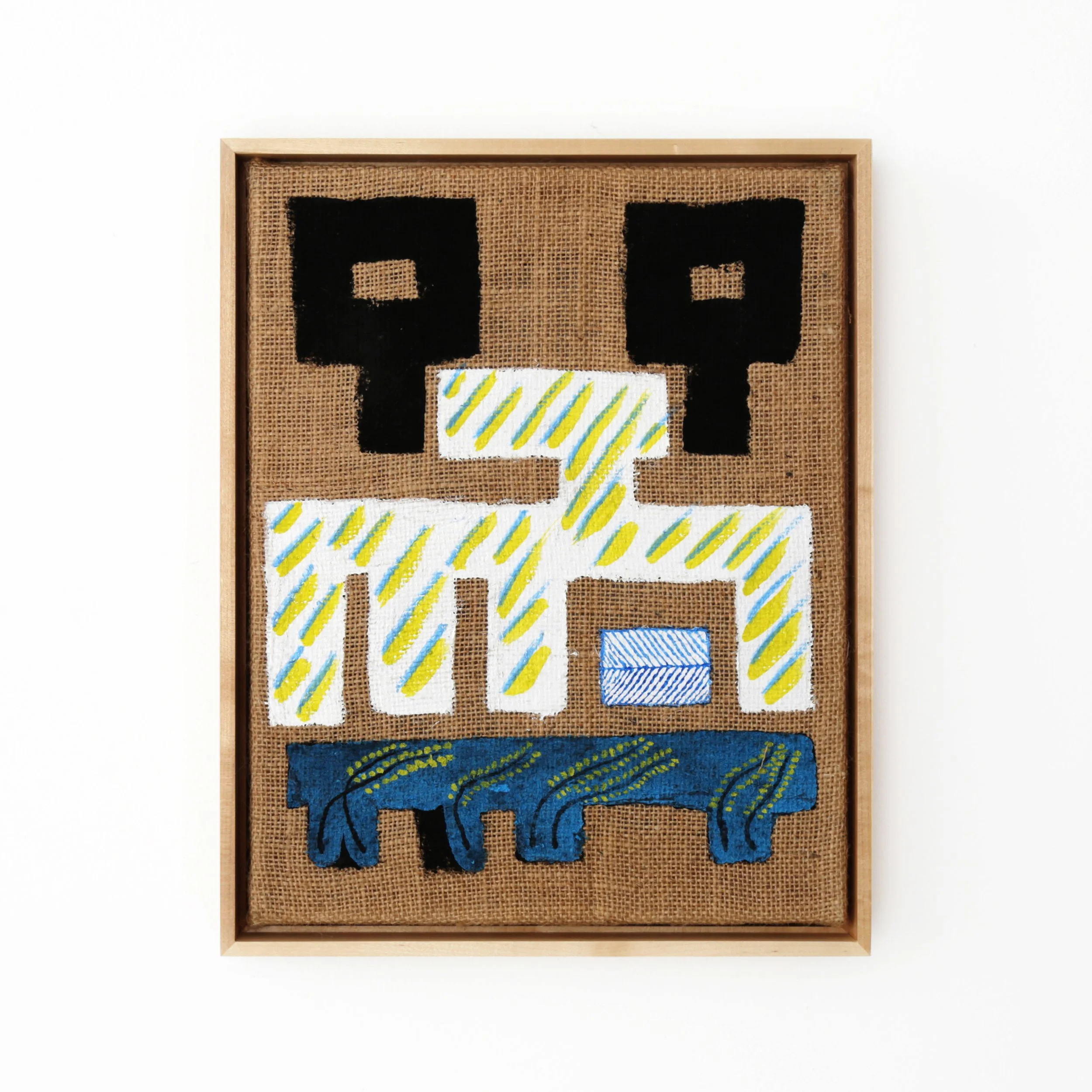  Seven Grain Planter,  14” x 11”, acrylic on burlap, 2024 