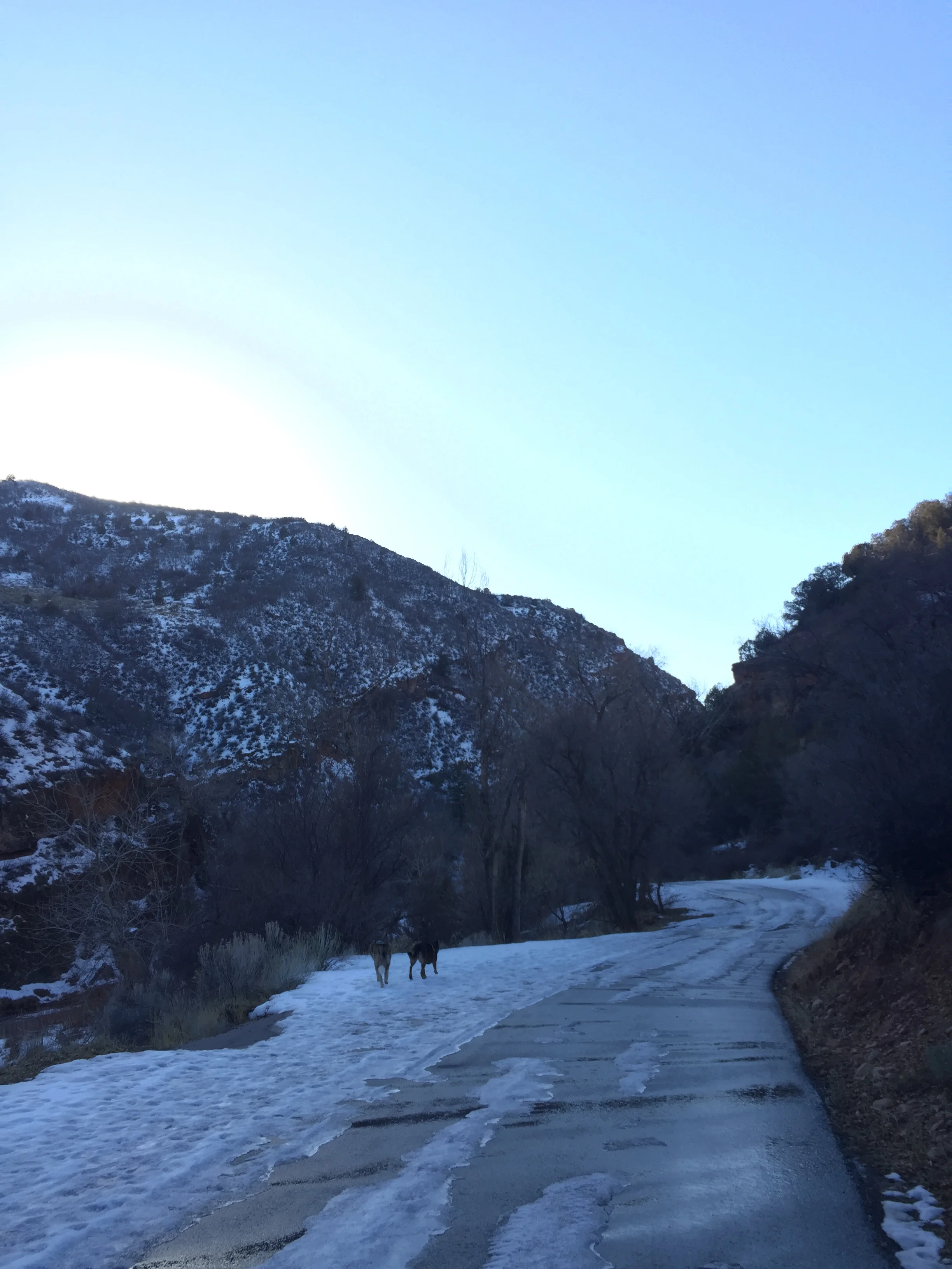 The 3 miles of road was mostly clear of any snow/ice save for a few spots that stay shaded.