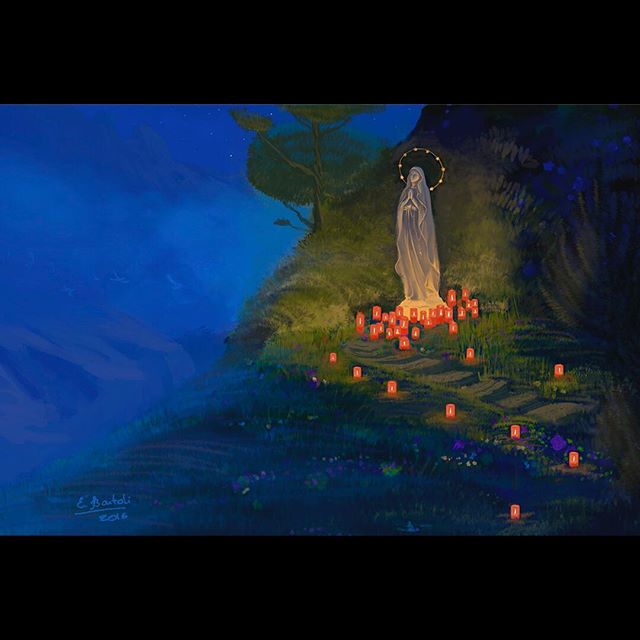 Santa Regina #santa #regina #maria #art #nature #mountains #conceptart #lightandcolor #corsica #secret #painting #digitalart #digitalpainting #night #candles