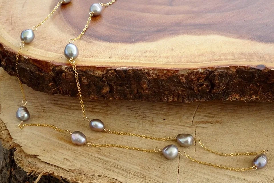 Grey Pearl 14k gold filled necklace