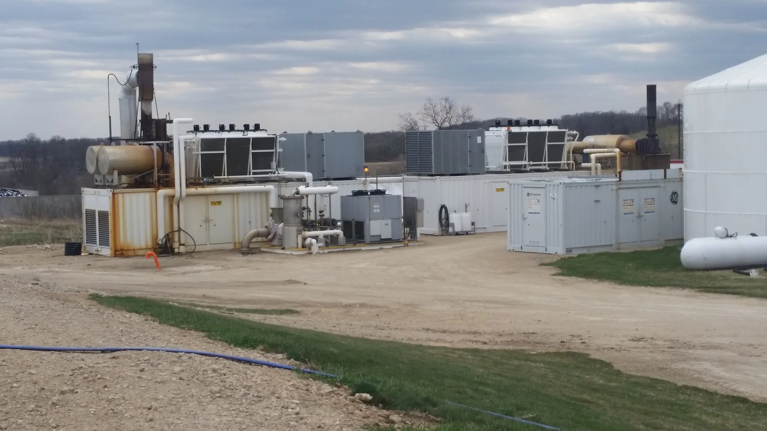 Two one megawatt generators are pictured here that produce energy by burning the methane.