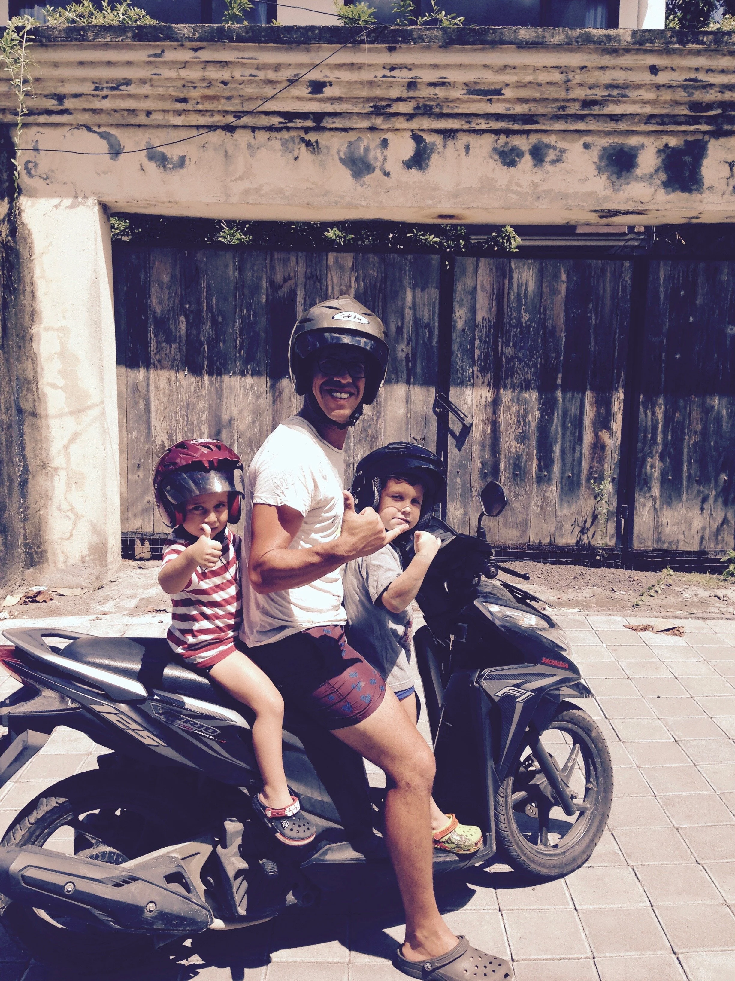 Our means of transport in Bali. The motorcycle, what I swore never to get on.