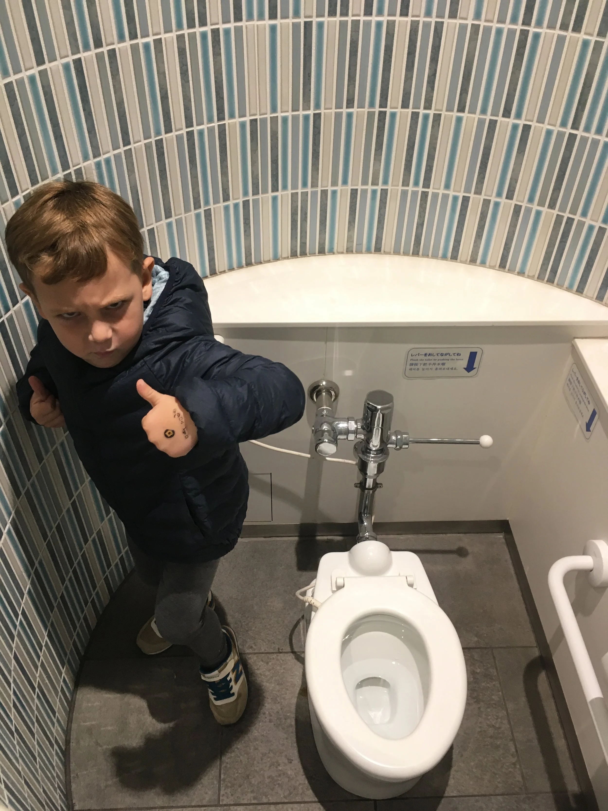 Mini bathroom in the subway.