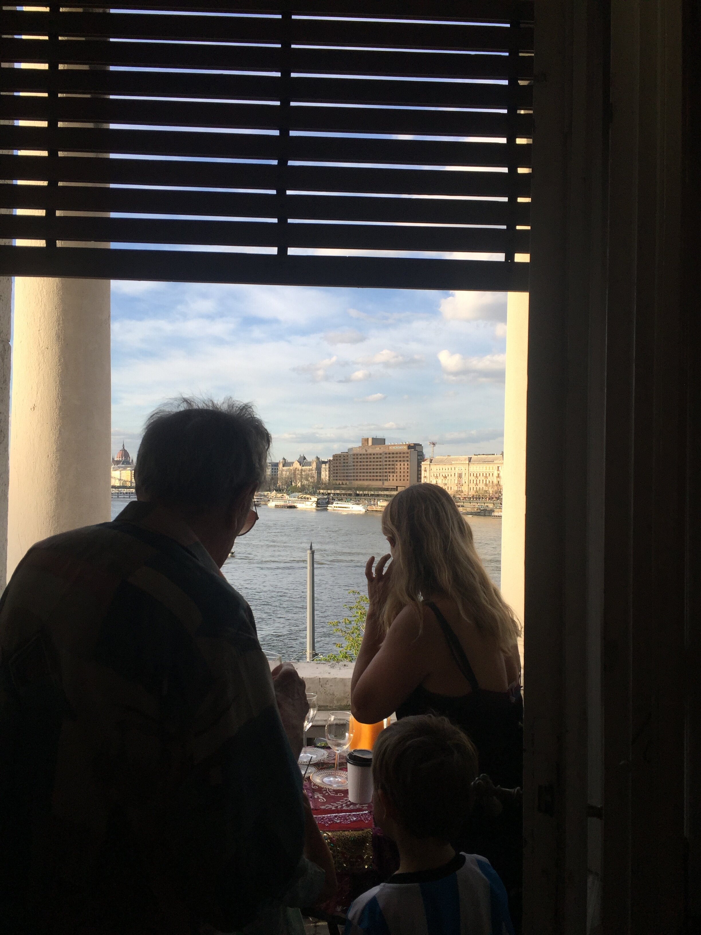 In Budapest on Mark's divine balcony.