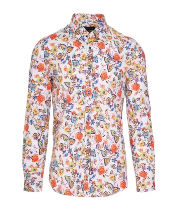Brian Button Down Shirt (Orange Blaze 