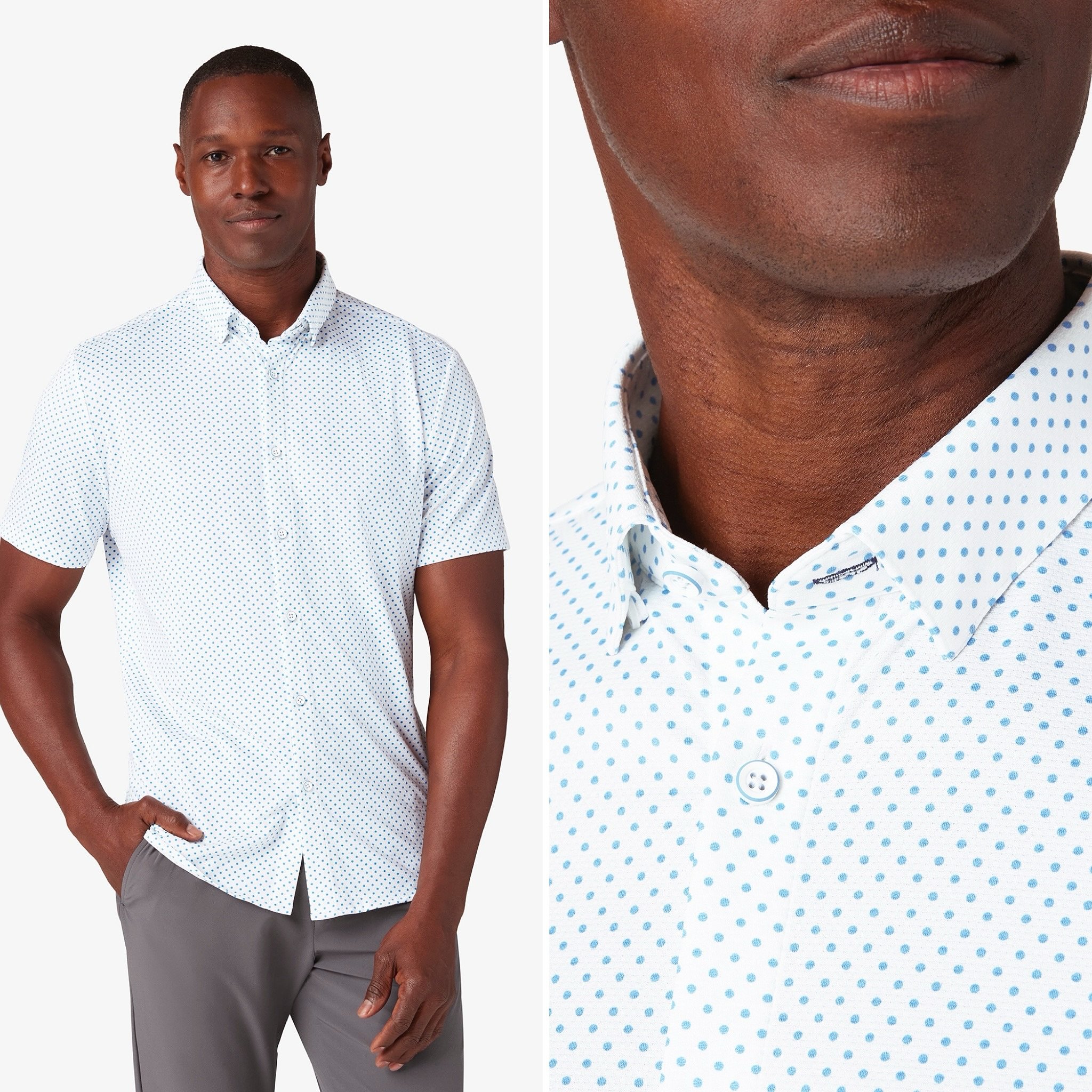🔵 Can&rsquo;t go wrong with a simple polka dot! 🔵 

New short sleeve shirt in from Mizzen &amp; Main.