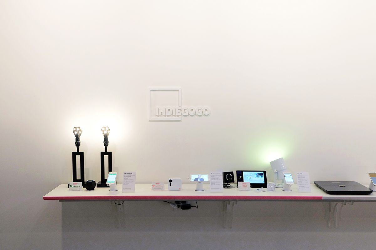 One of the main purposes of the store is to create a space that is easily iterated on and experimented with. First of the experiments was the beginning of a partnership with Indiegogo, where campaigning products could show off prototypes in a physic