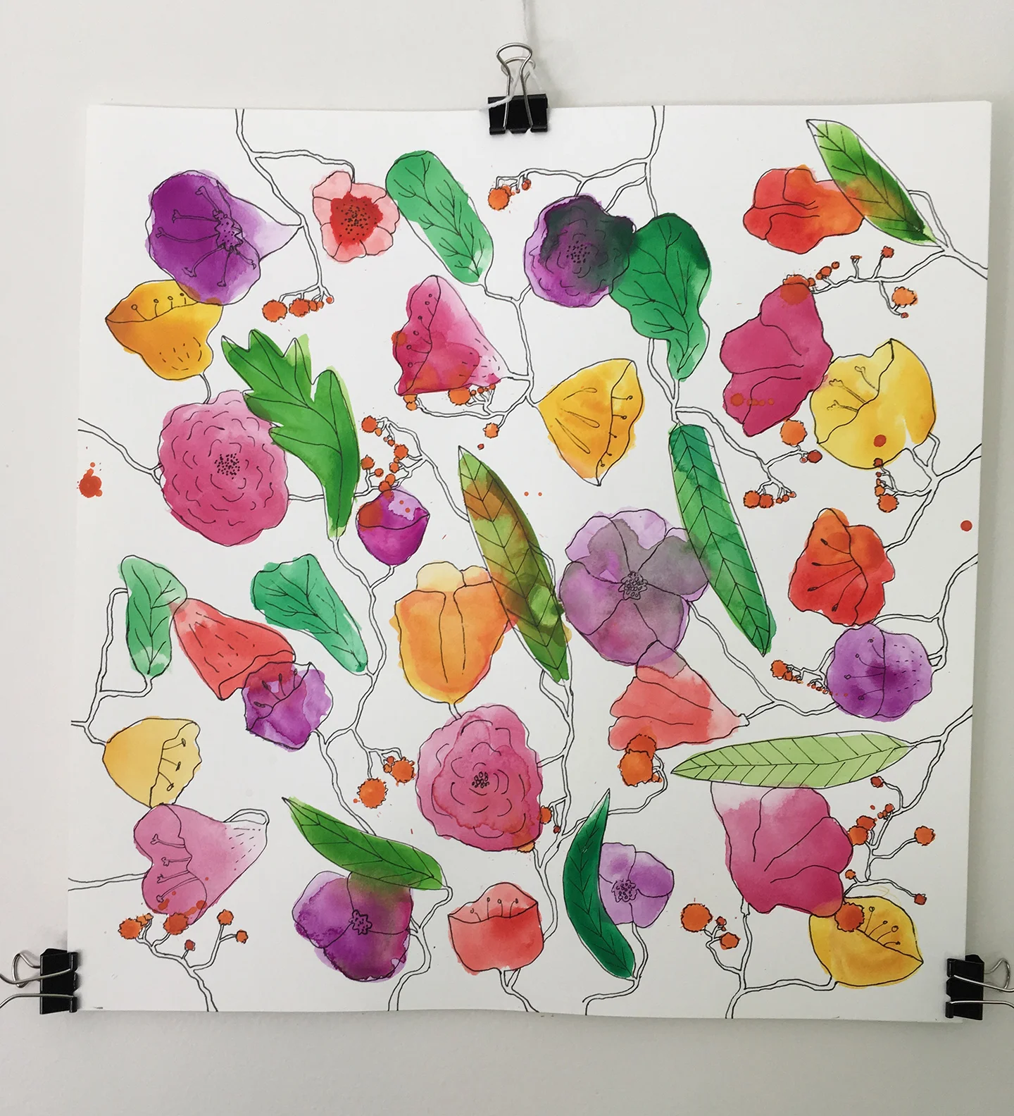  watercolour outlined with ink pen 