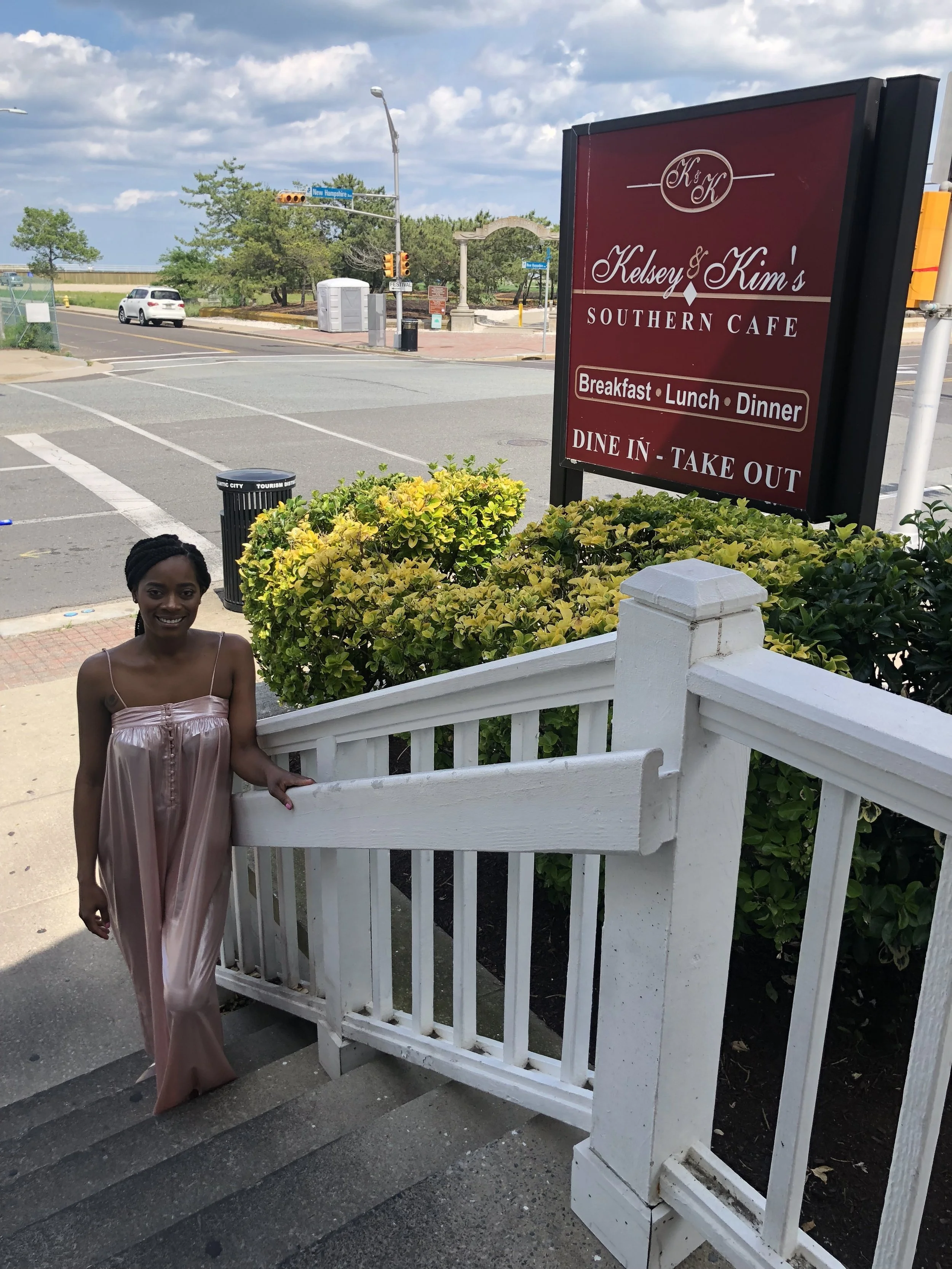 Me outside of Kelsey and Kim's restaurant!