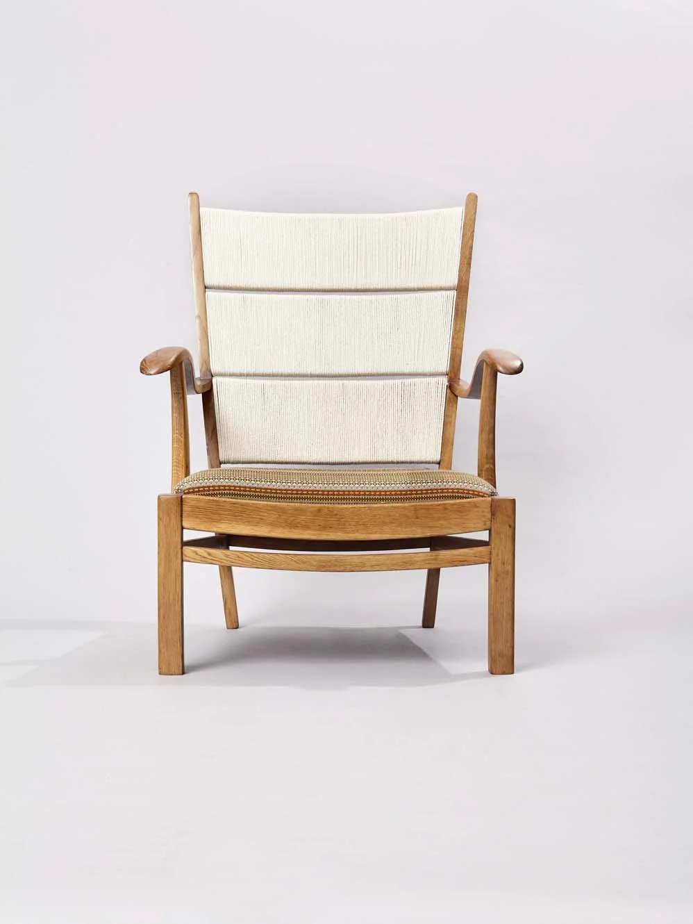Oak chair covered in Paul Smith stripes front.jpg