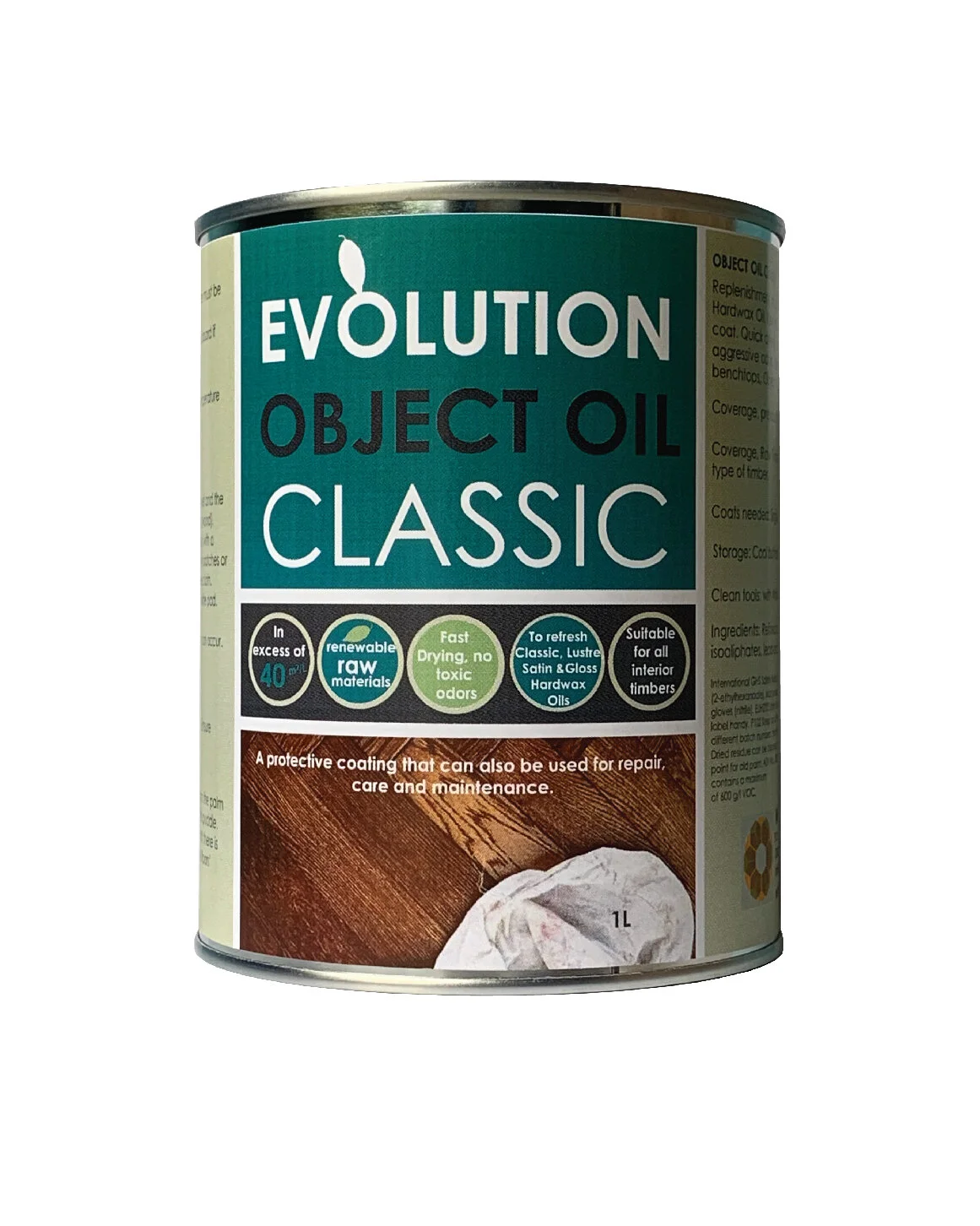 Repair oils for timber floors and wood furniture, Evolution Object Oil for sale on the Dumped and Ditched online shop.