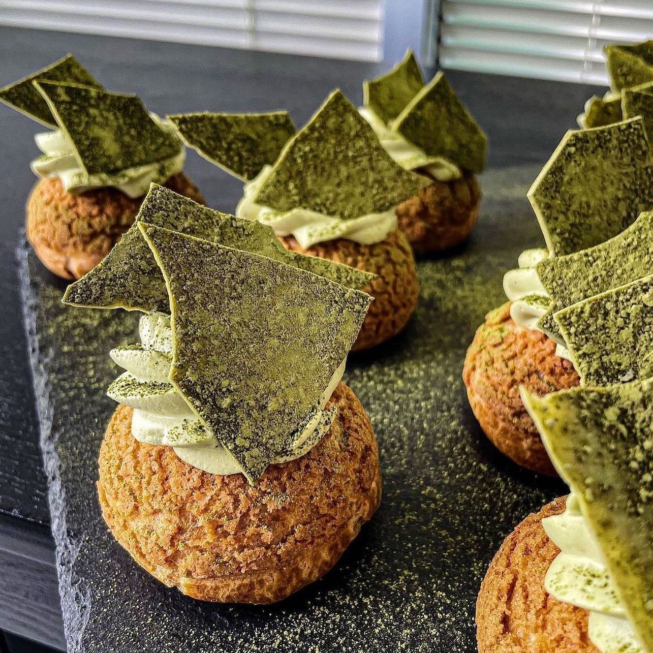 Matcha diplomat cream Choux by @_jesslemon_ 😋😍💚 #shoshinmatcha #drinkmatchaplanttrees #matchadessert