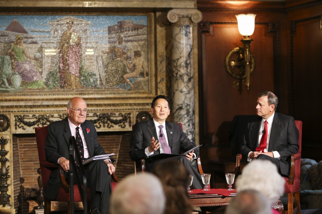 David S. Mao, Law Librarian of Congress; John G. Roberts, Jr., Chief Justice of the United States; and The Rt. Hon. The Lord Judge (Library of Congress photos; Aman Reynolds)