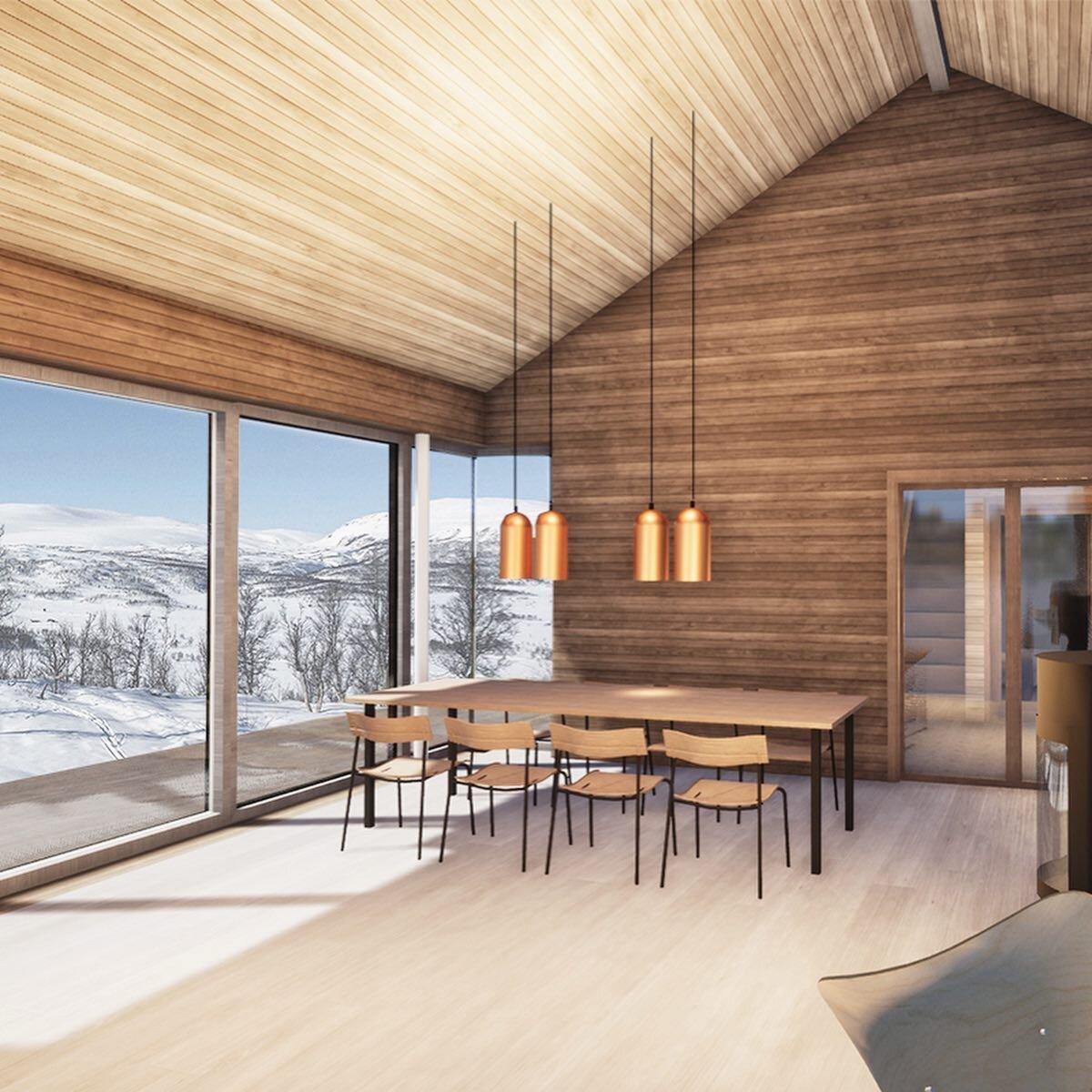 Interi&oslash;r fra en hytte vi tegner p&aring;🗻⛄️❄️ #hytte #tre #arkitektur #wood