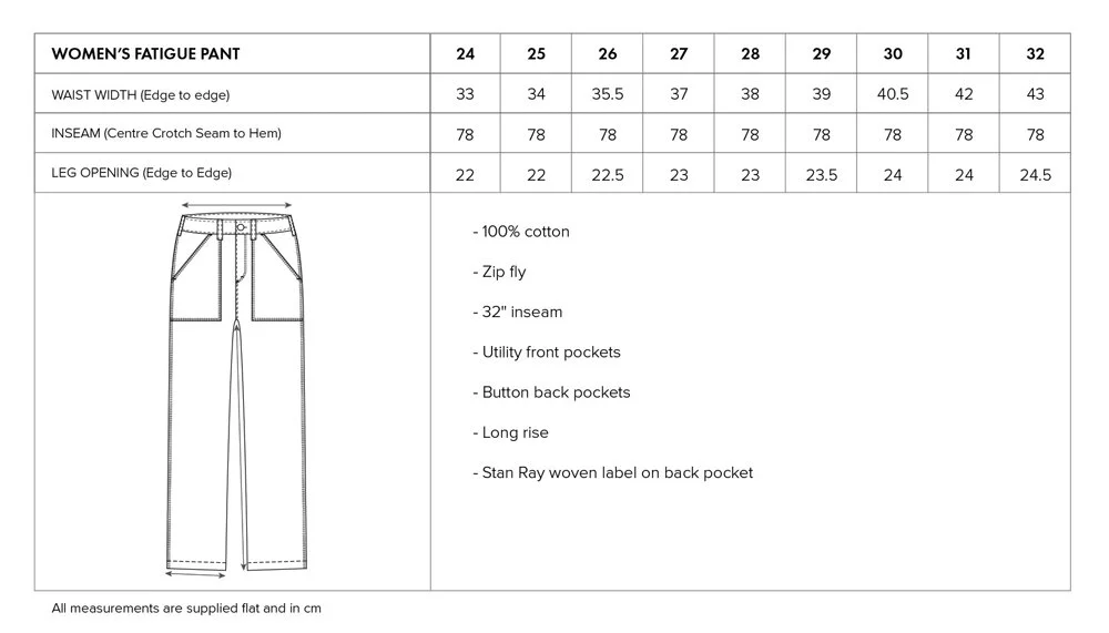 stan ray sizing
