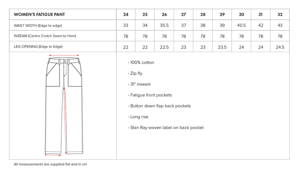 511 Womens pants size chart