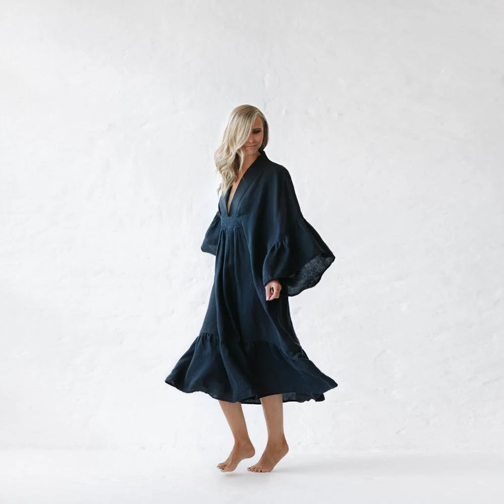 knee length dresses for ladies Lisa Linen Dress