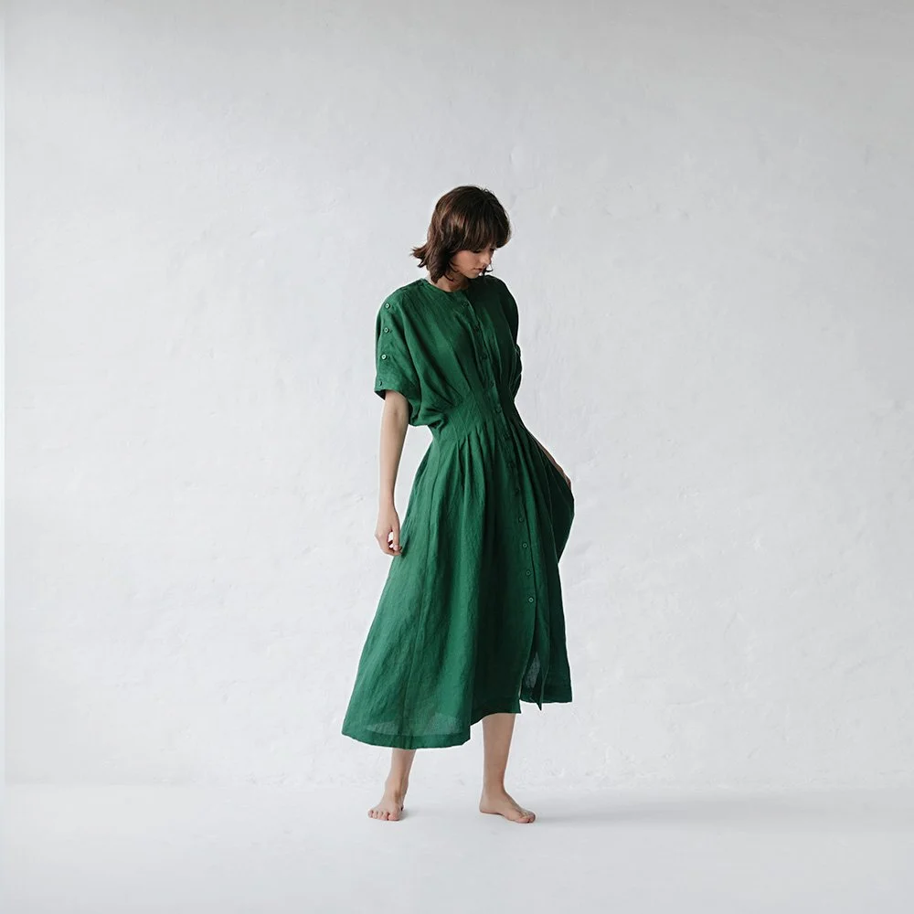 Salvia linen dress Green  SEASIDE TONES