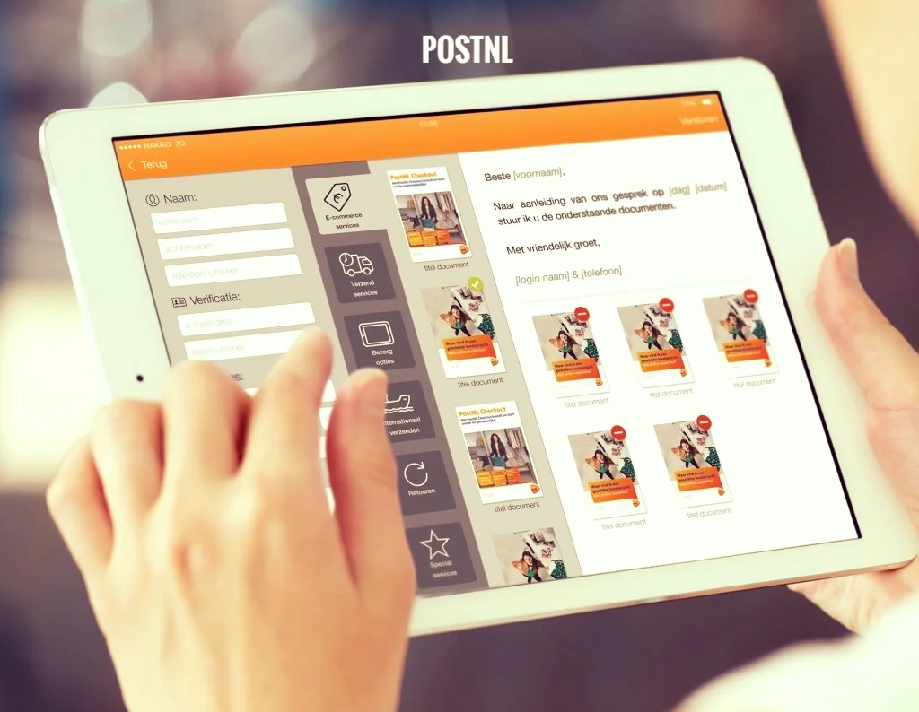  The ConventionApp was developed for PostNL -the dutch mailservice- to enable them to present all of their leaflets and collect leads at the same time. Sales persons roam the convention floors with iPads containing the full portfolio of services. The app not only presents the leaflets in a beautiful way, but also conveniently scans business cards, mails the leaflets to the interested party and exports all collected leads to PostNL’s CRM systems.  Interested in tools that help your salesforce? Drop us a line! PostNL doubled their response ratio with this app… 
