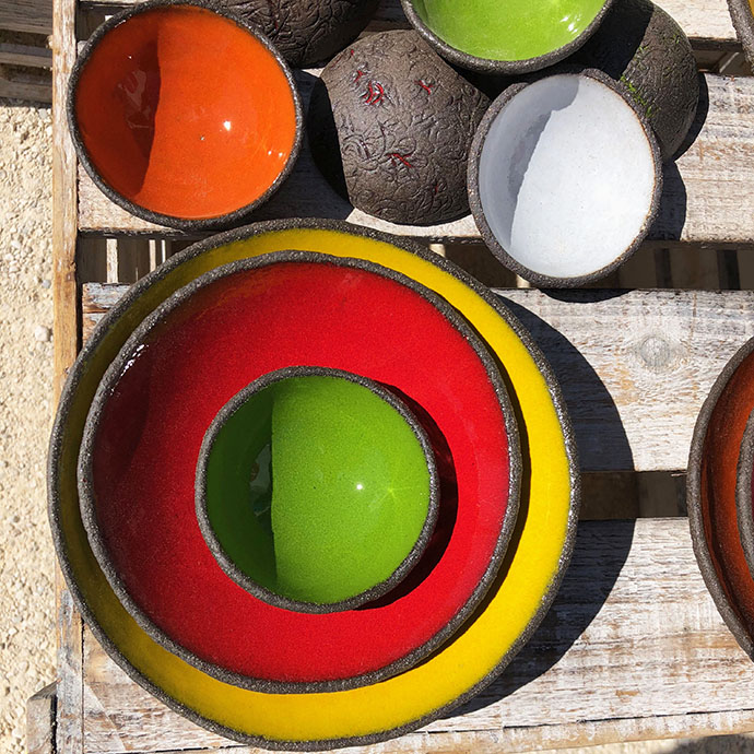  beautiful colorful glazes at the pottery show in bonnieux 