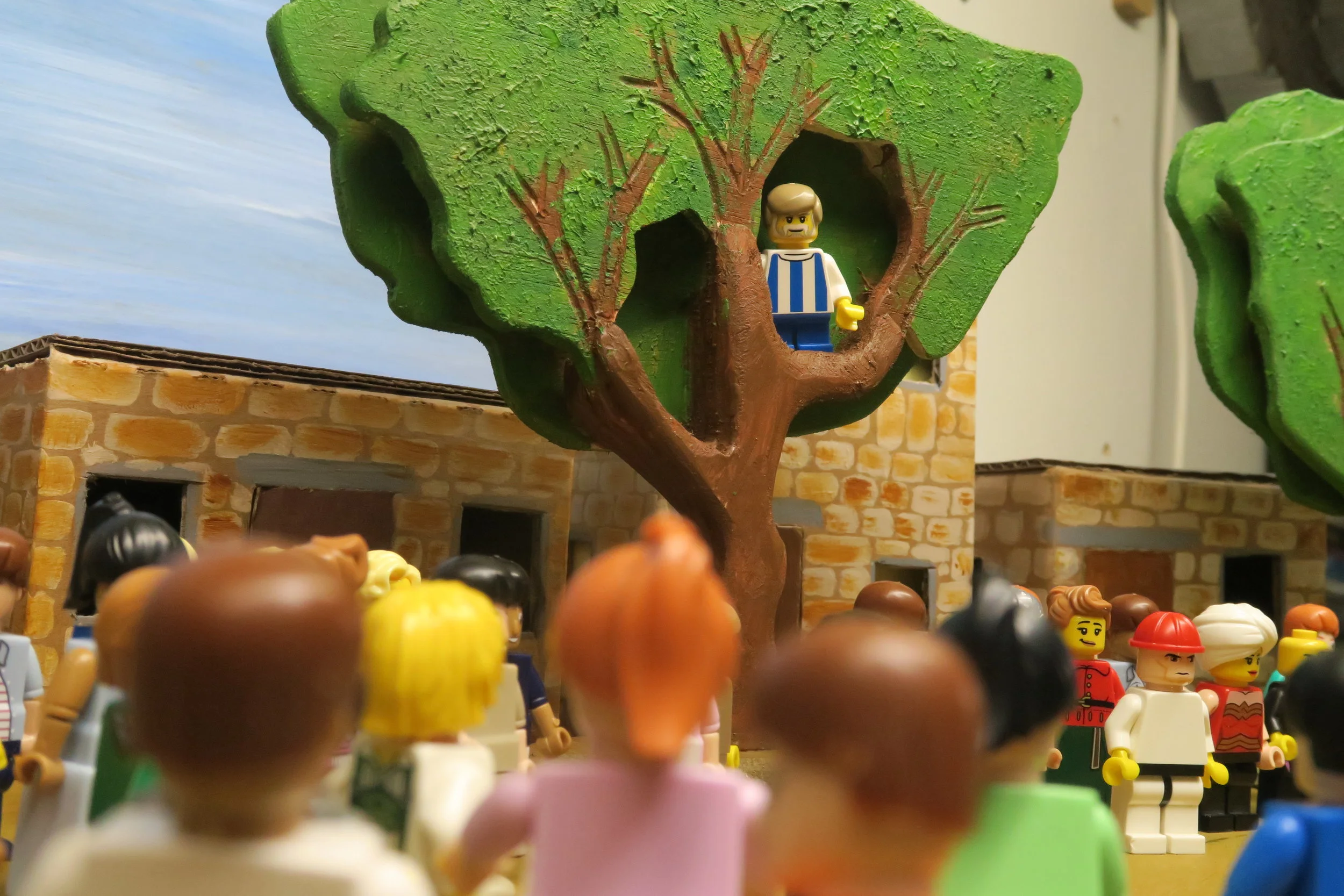  Slide 12  And then - Wow! Jesus looked right up into the tree, directly at Zacchaeus and He spoke to him! Zacchaeus nearly fell out the tree in surprise! How does Jesus know my name he thought. 