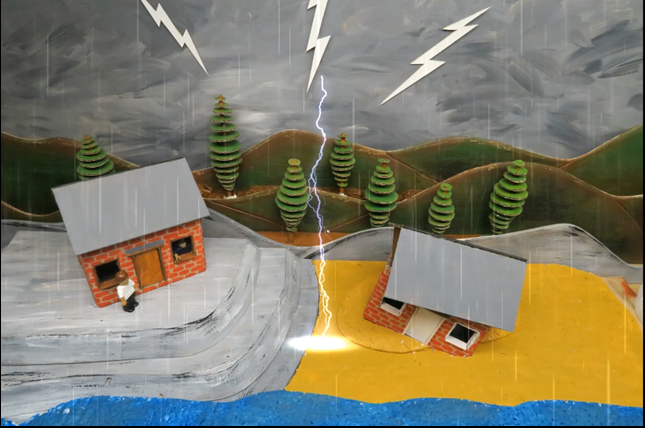   SLIDE 15  Although the storm was really bad it couldn’t move the house on the rock because it had a strong and firm foundation. But oh my, the house on the sand was in real trouble, its foundations had given way. 